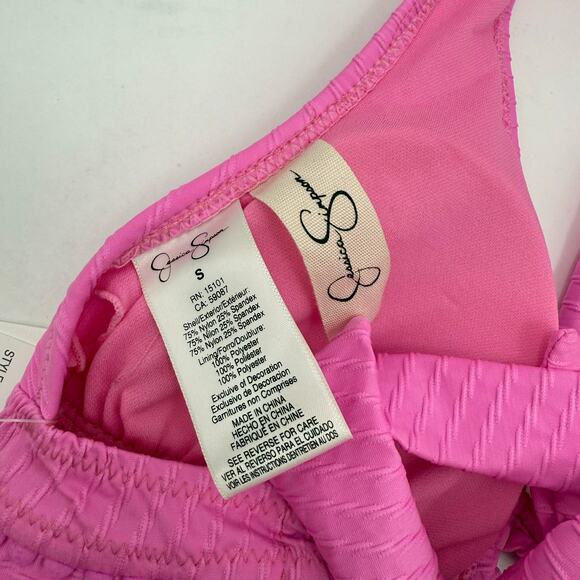 Jessica Simpson Tankini Top Size Small NWT Pretty in Pique Cross Back Pink Swim - Picture 9 of 16